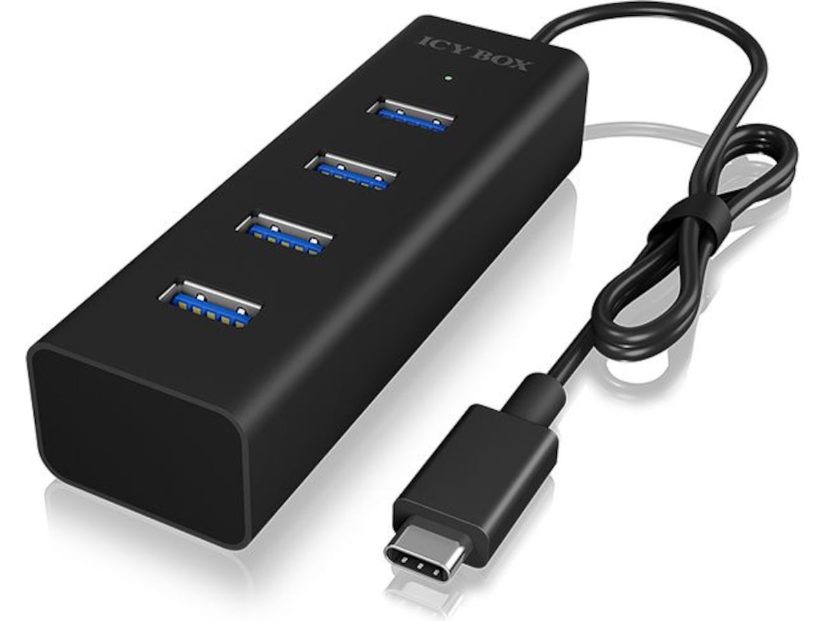 ICY BOX Type-C® till 4-portars USB 3.0 Type-A Hub, aluminium