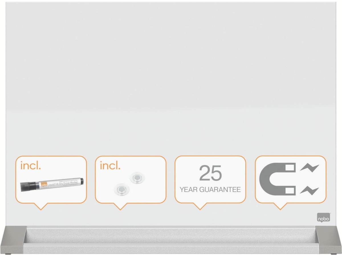 Nobo tvåsidig skrivbordstavla i glas - 60x45 cm Tillbehör till arbetsstationer och kontorsbås