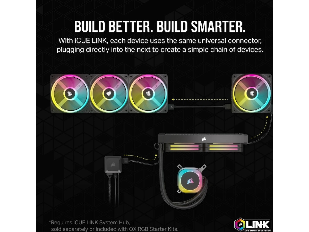 Corsair iCUE LINK QX120 RGB 120mm Fläkt (svart) Fläkt