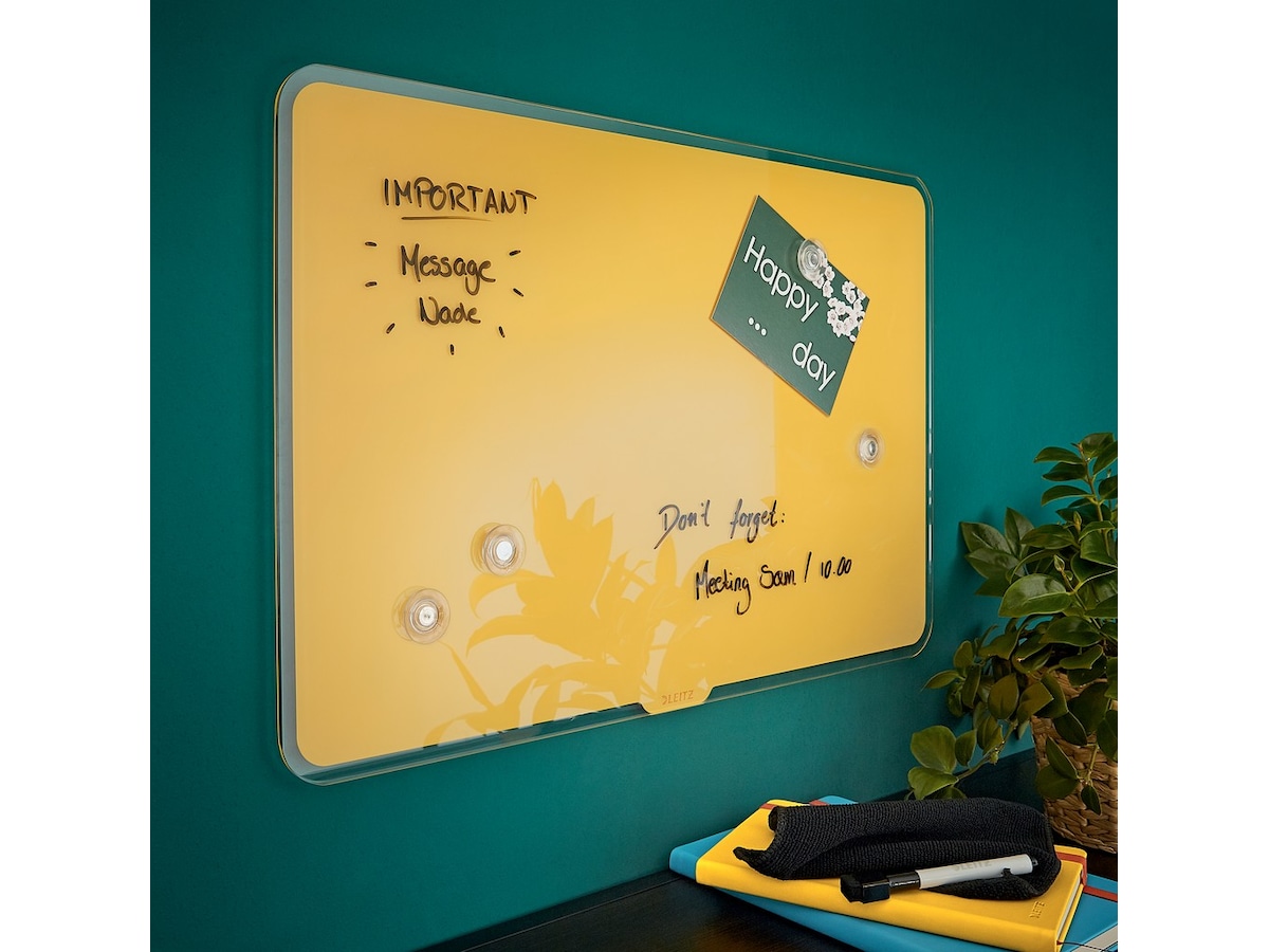Leitz Cosy Glastavla - magnetisk whiteboard 80x60 cm - varm gul Whiteboards