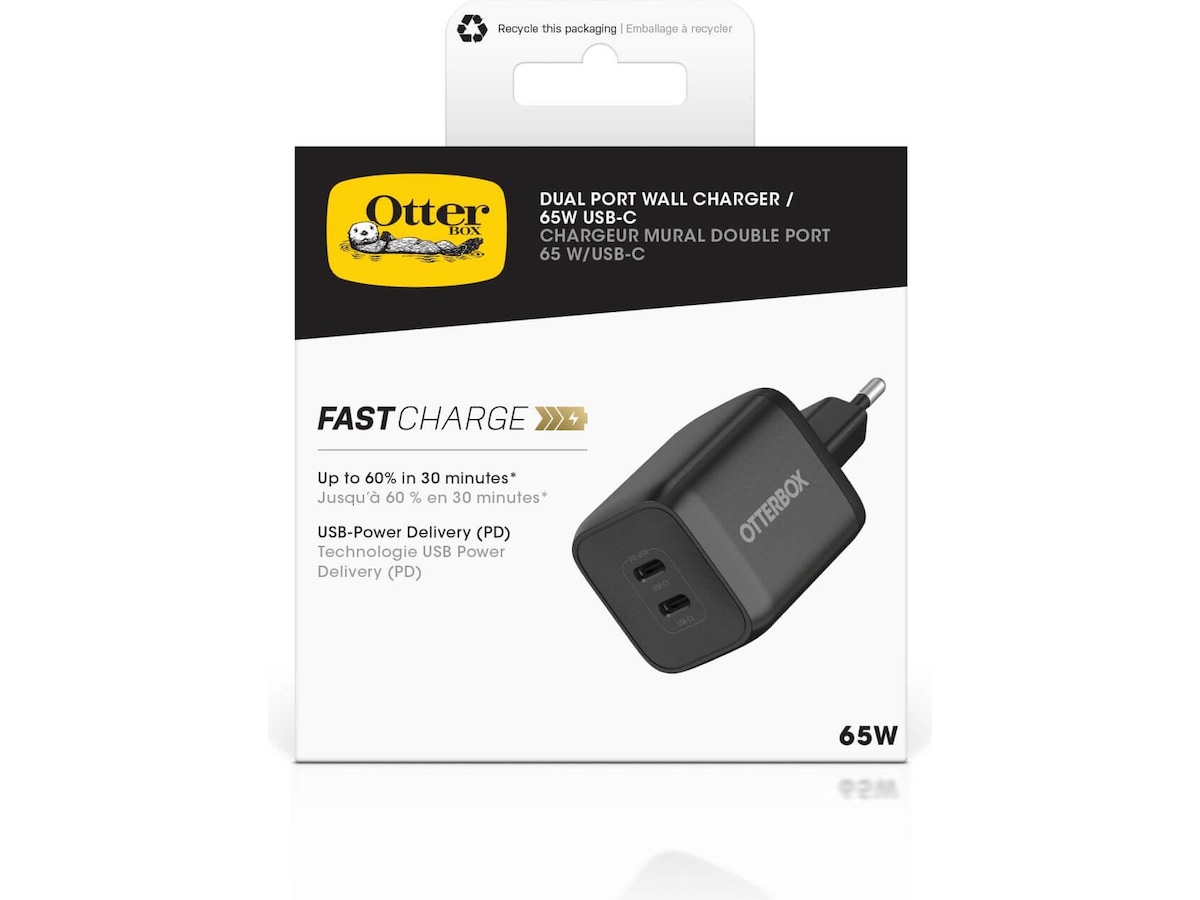 OtterBox GaN USB-C 65W Väggladdare (svart) Mobilladdare