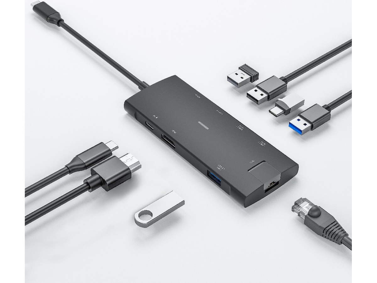 iiglo 8-i-1 Slim MultiPort Docking (svart) Dockningsstation och USB-hub