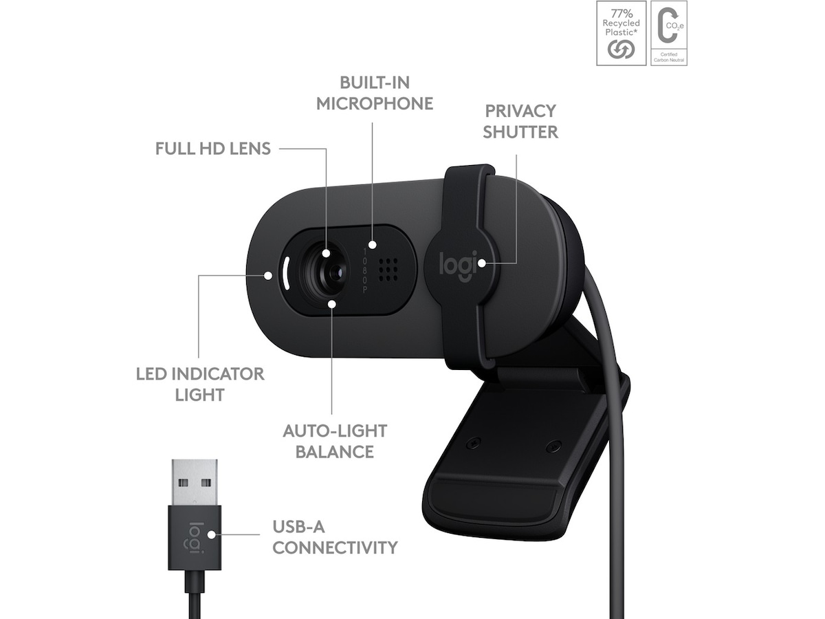 Logitech Brio 100 Full HD webbkamera (graphite) Webbkamera