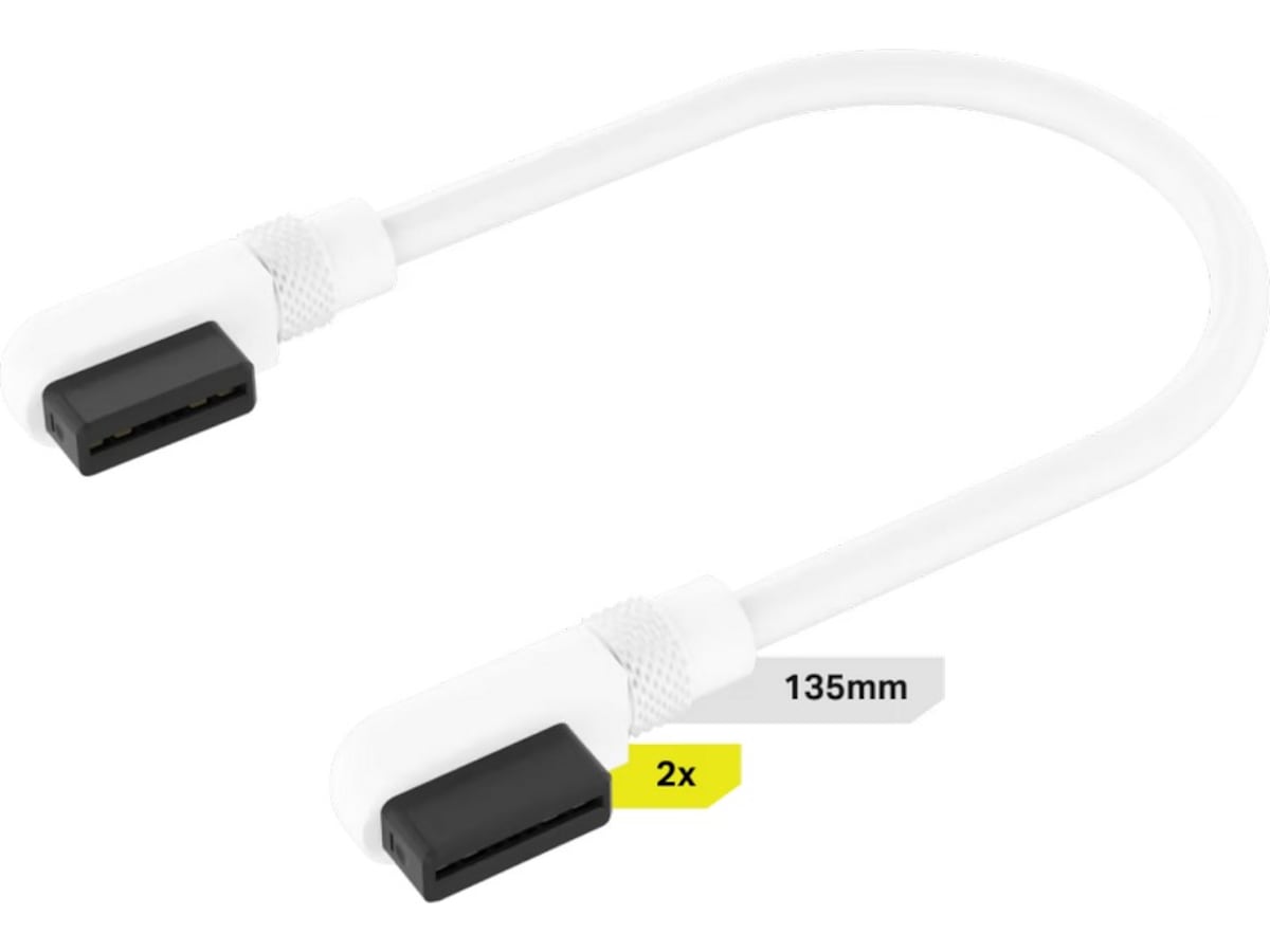 Corsair iCUE Link Kabel 2x 135mm /m Slim 90° (vit) Tillbehör
