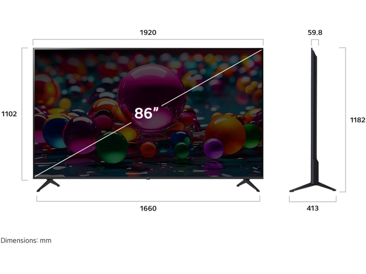 LG 86'' UA75 AI 4k Smart TV (2025) + NS60 soundbar Över 80 tums TV