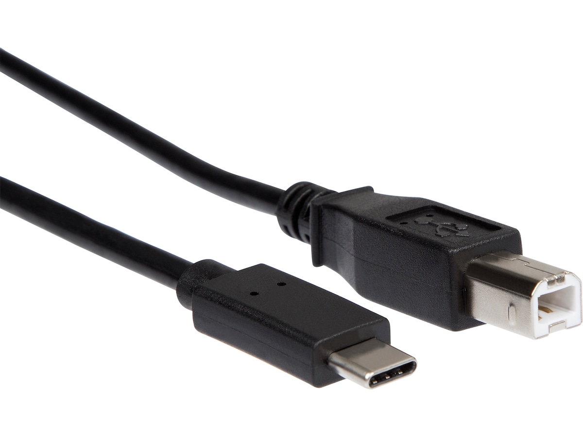 USB-C till USB-B kabel 2m (svart) USB-kablar