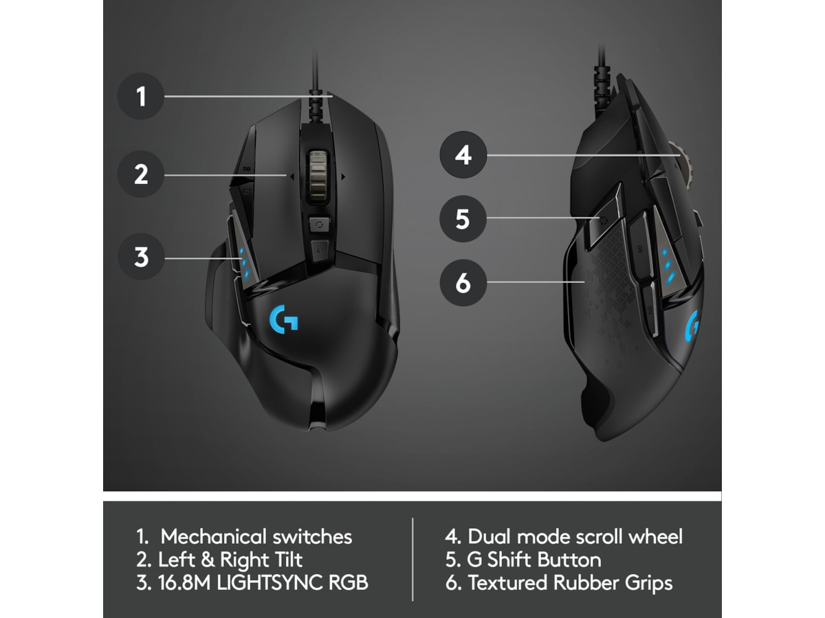 Logitech G502 HERO Gamingmus (svart) Gamingmus