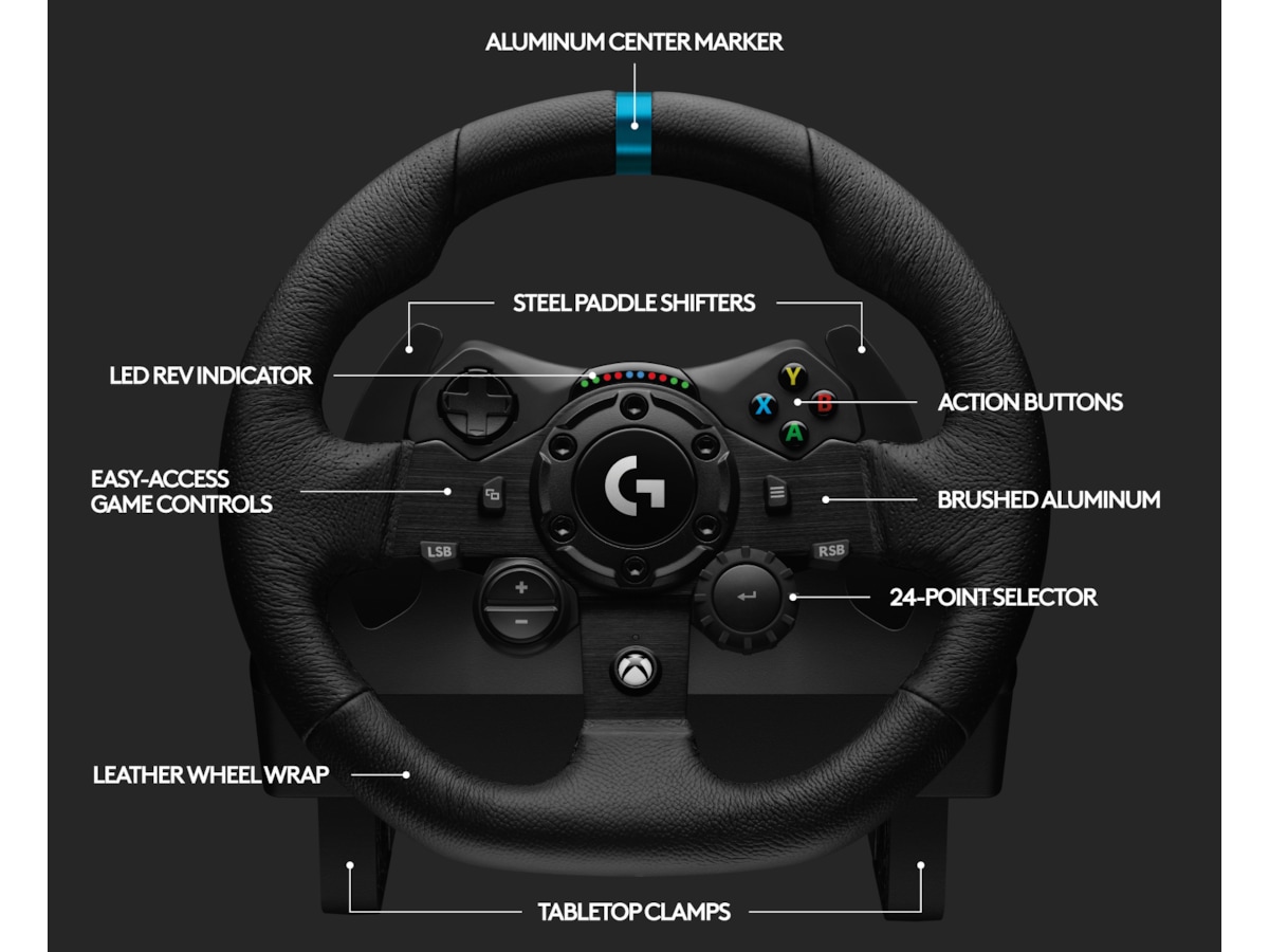 Logitech G923 Driving Force Racing XBX/XBS/XB1 Ratt och pedaler