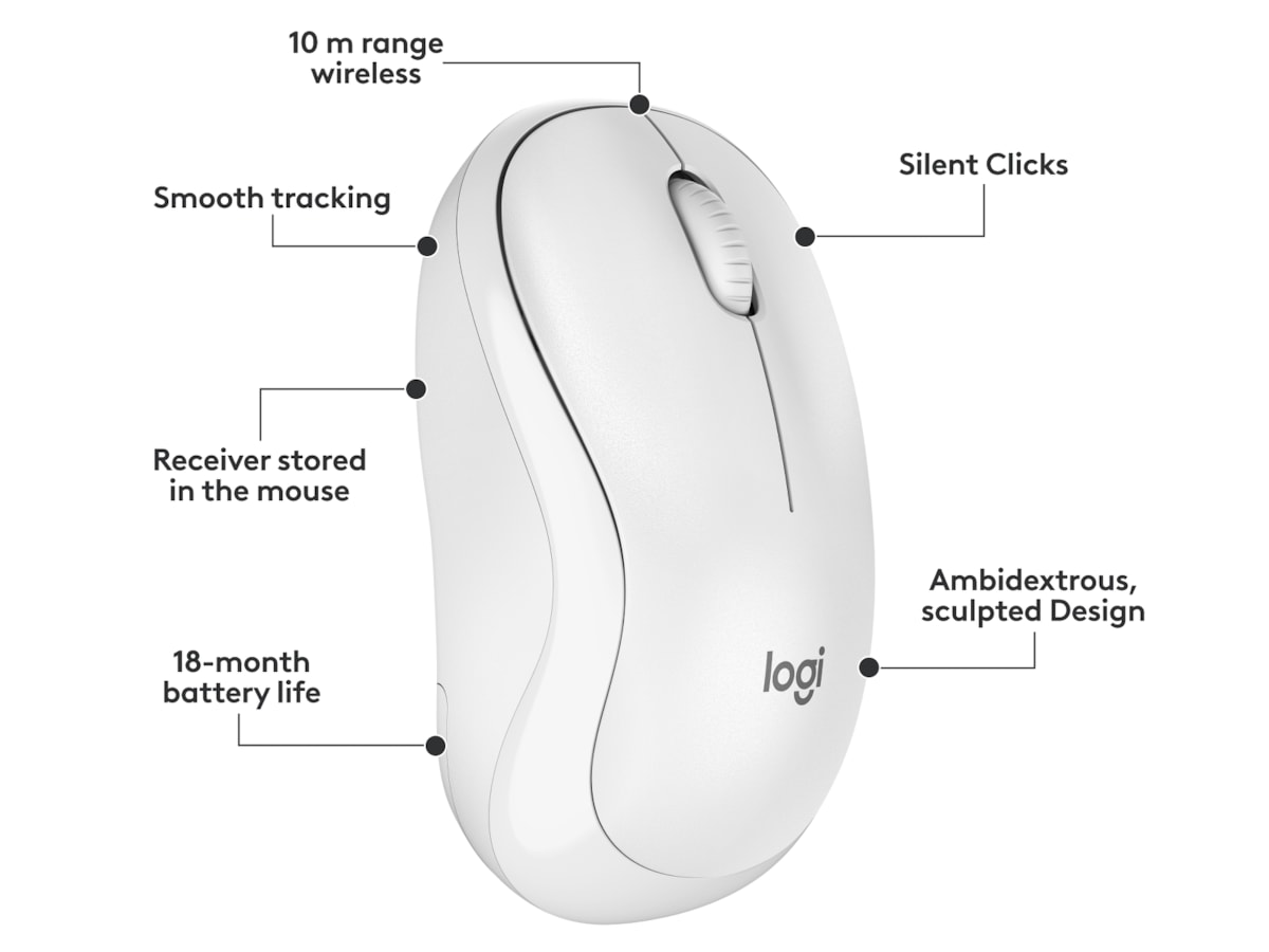 Logitech MK295 Silent Wireless Combo tangentbord och mus (vit) Mus & tangentbord -combo-paket