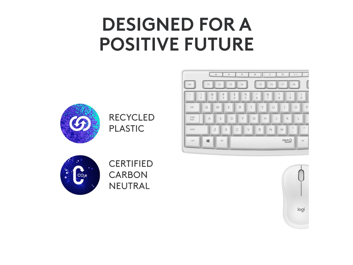 Logitech MK295 Silent Wireless Combo tangentbord och mus (vit) Mus & tangentbord -combo-paket