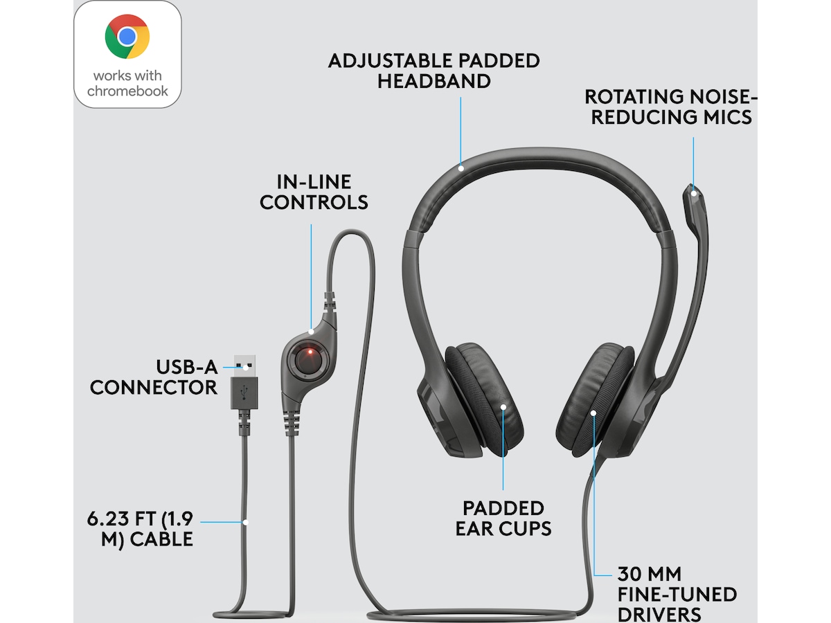 Logitech H390 USB PC Headset (svart) Headset