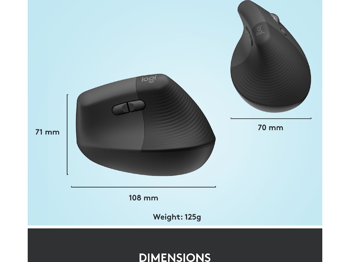Logitech Lift Vertikal mus (graphite) Mus