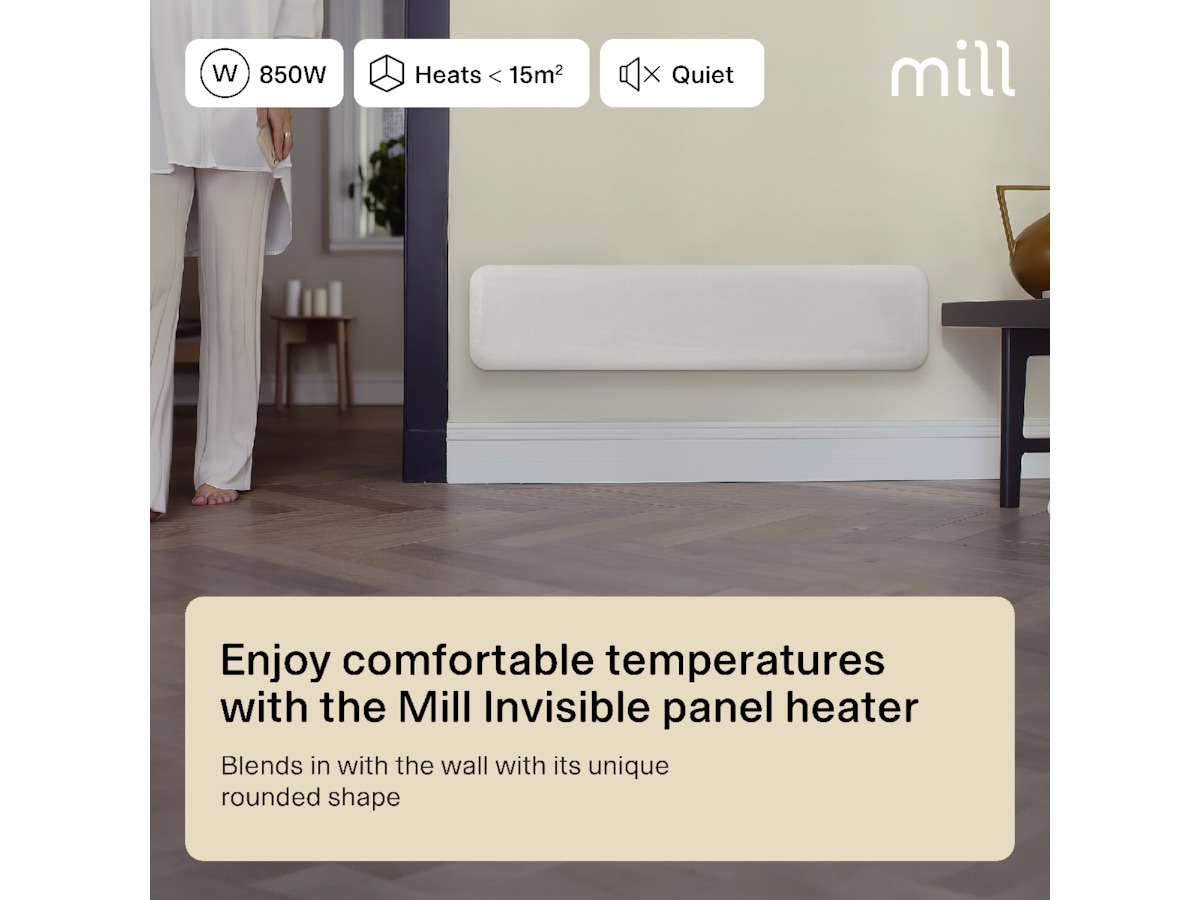Mill Invisible Panelelement 850W (vit) -B-Grade Demo hem & hushåll