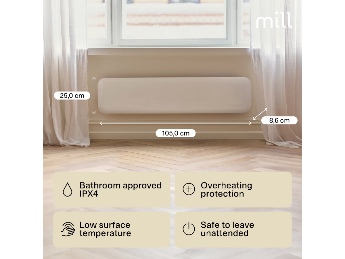 Mill Invisible Panelelement 850W (vit) -B-Grade Demo hem & hushåll