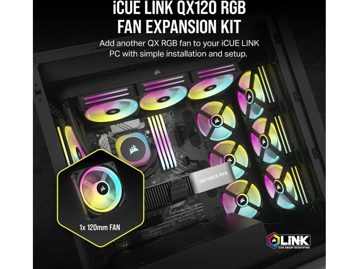 Corsair iCUE LINK QX120 RGB 120mm Fläkt (svart) Fläkt