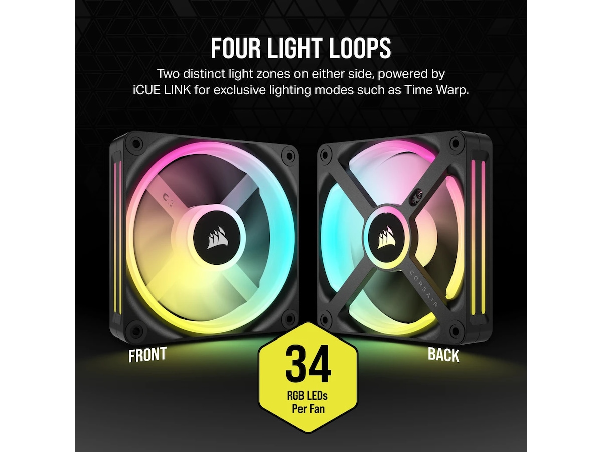 Corsair iCUE LINK QX120 RGB 120mm Fläkt (svart) Fläkt