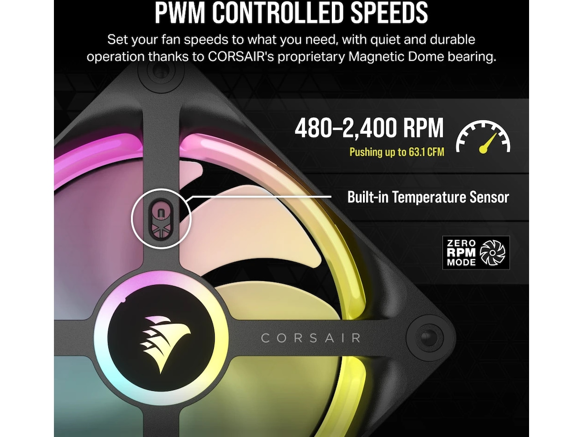 Corsair iCUE LINK QX120 RGB 120mm Fläkt (svart) Fläkt