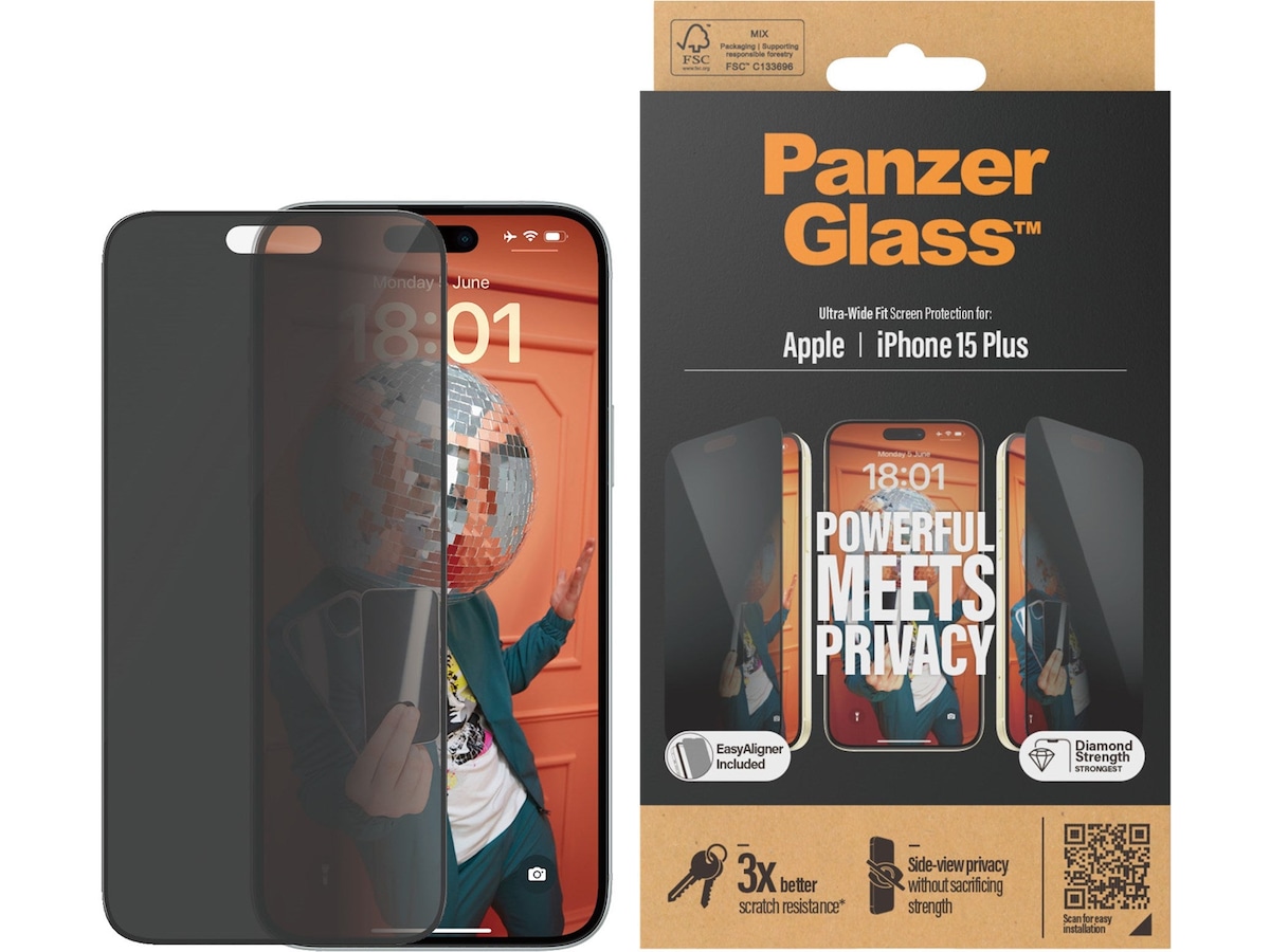 Panzerglass iPhone 15 Plus Privacy Skärmskydd Skärmskydd mobiltelefon