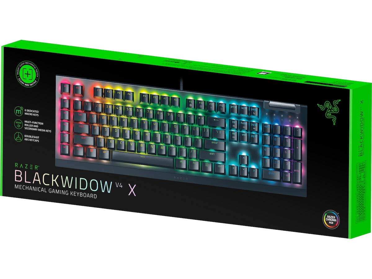 Razer Blackwidow V4 X Green Switch gamingtangentbord (svart) Gamingtangentbord
