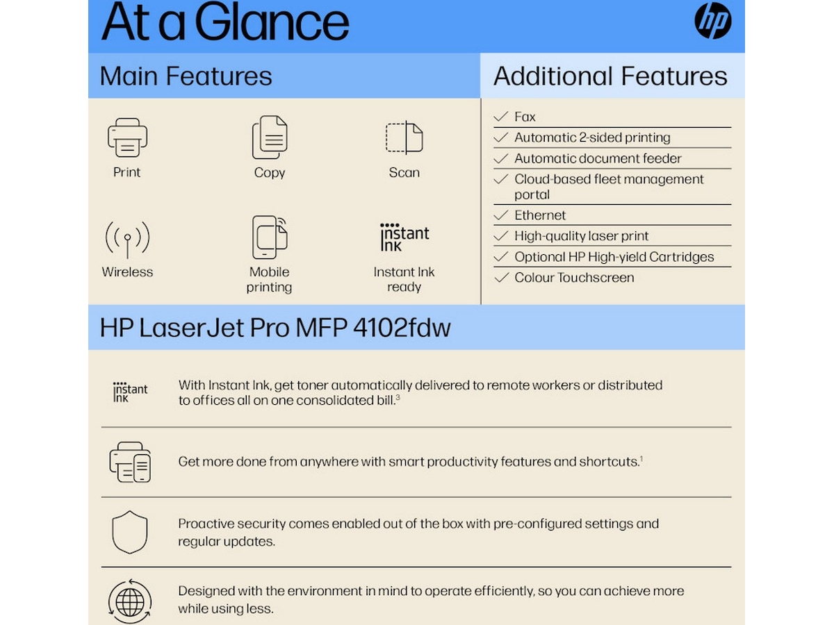 HP LaserJet Pro MFP4102fdw laserskrivare Skrivare
