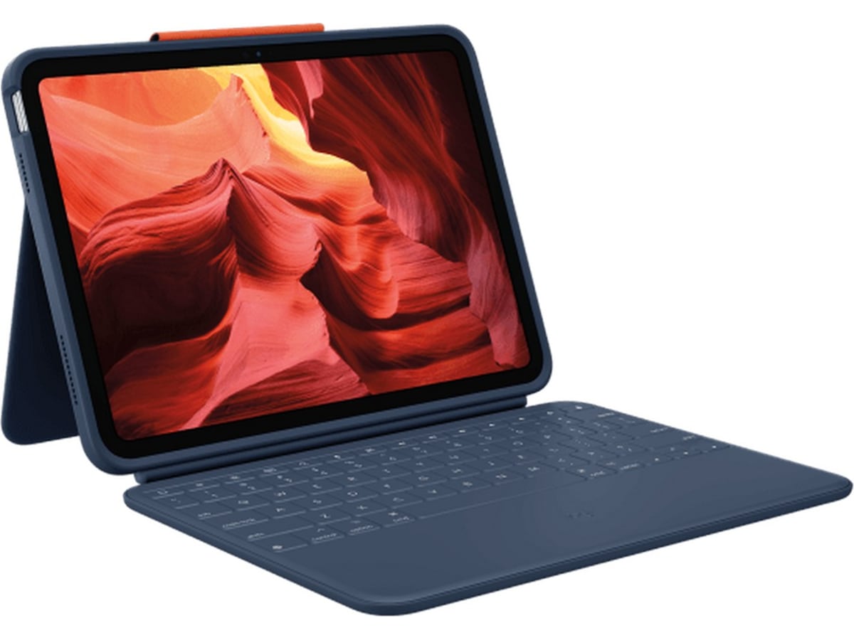 Logitech iPad 10,9" / 11" Rugged Combo 4 Tangentbordsfodral (blå) Tangentbord och pennor