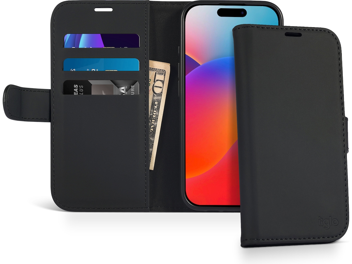iiglo iPhone 16 Plus Plånboksfodral (svart) Mobilskal