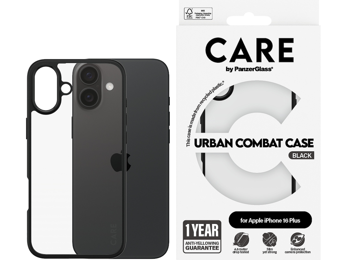 PanzerGlass CARE iPhone 16 Plus Urban Combat skal (transparent) Mobilskal