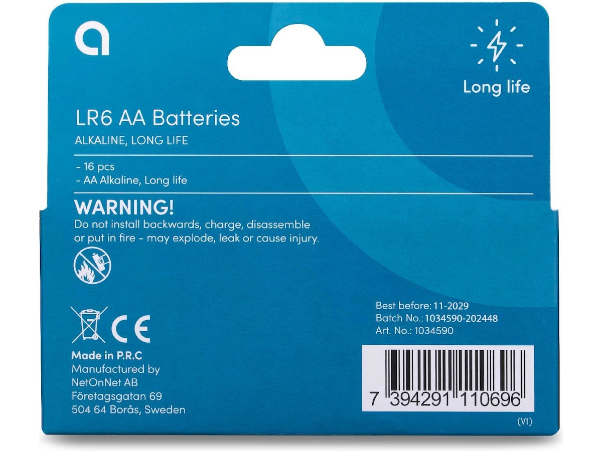 Andersson AA batteri, 16-pk Batterier för allmänt bruk
