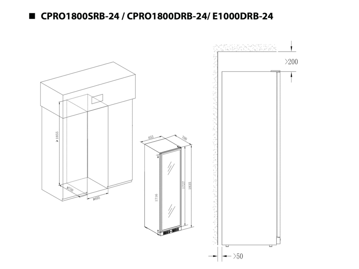 Temptech Elegance E1000DRB-24 vinkyl (153 flaskor) Fristående vinkyl