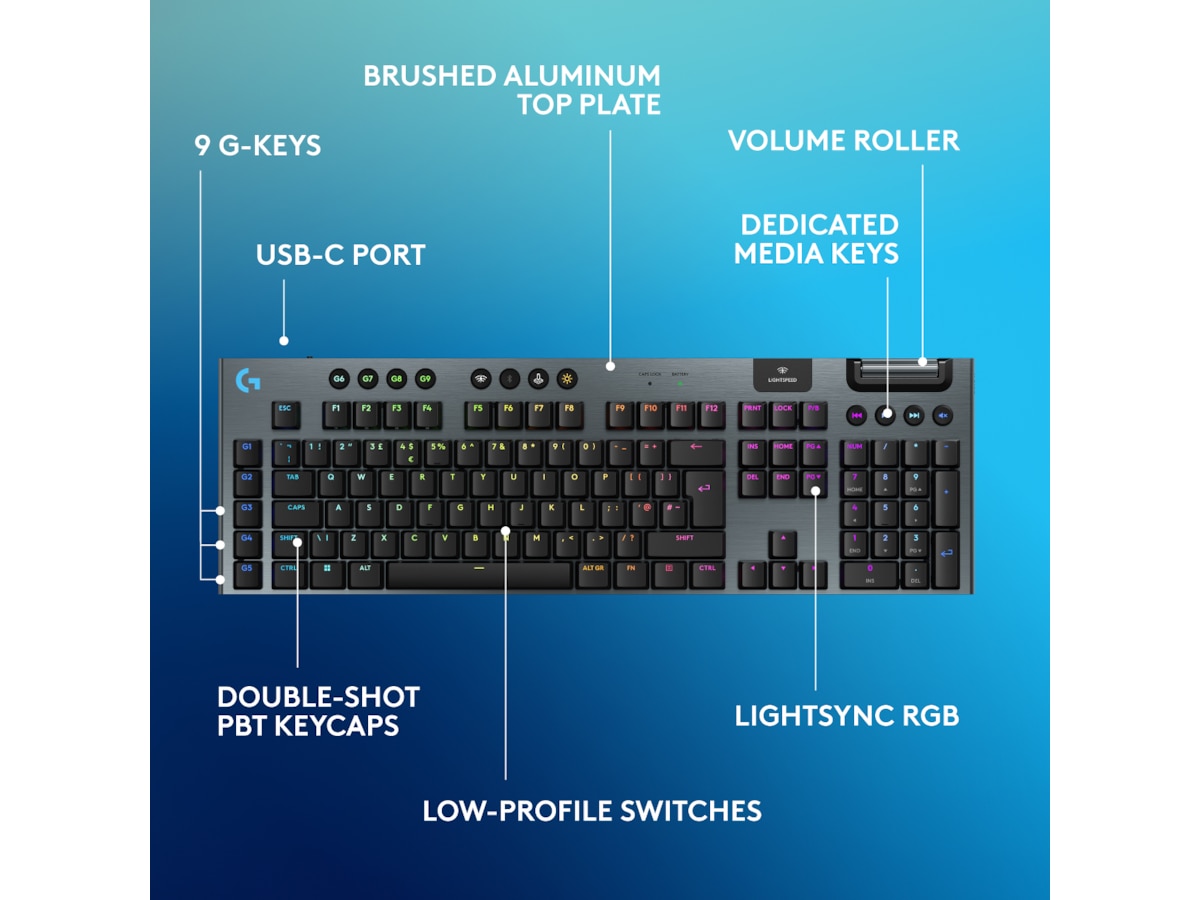 Logitech G915 X Lightspeed Trådlös Gamingtangentbord (svart) Gamingtangentbord