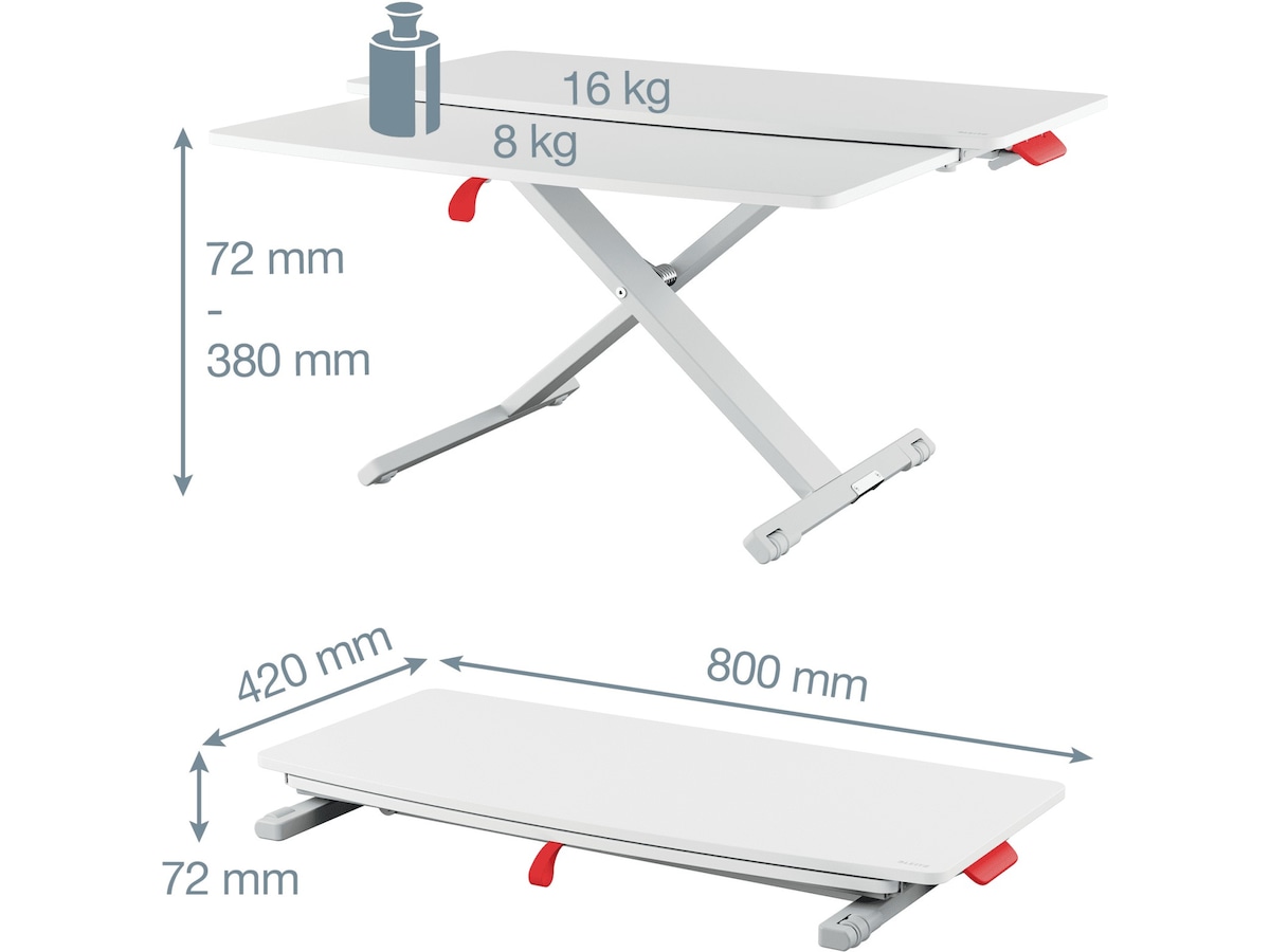 Leitz Ergo Cosy Justerbart PC-bord med skiva (vit) Laptopstativ