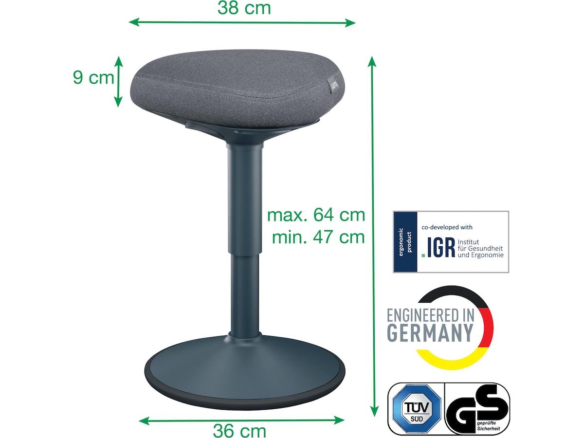Leitz Ergo Active Balance stol med komfortsits (mörkgrå) Kontorsstolar