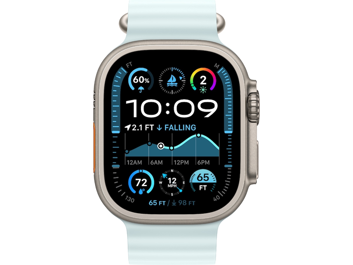 Apple Watch 49mm Natural Titanium Ocean Band Extension (ice blue) Armband