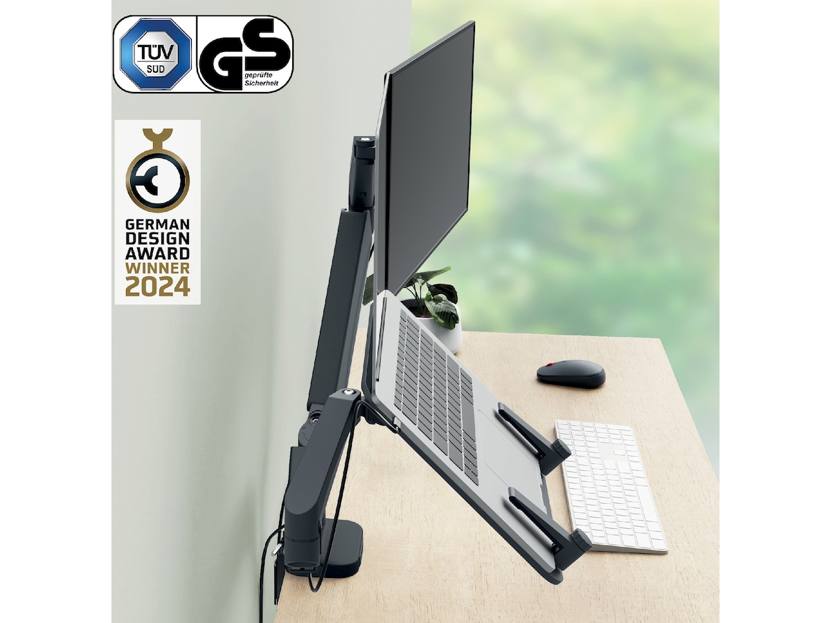 Leitz Ergo Monitorarm & Laptop-Stativ, platsbesparande Bord och väggfäste