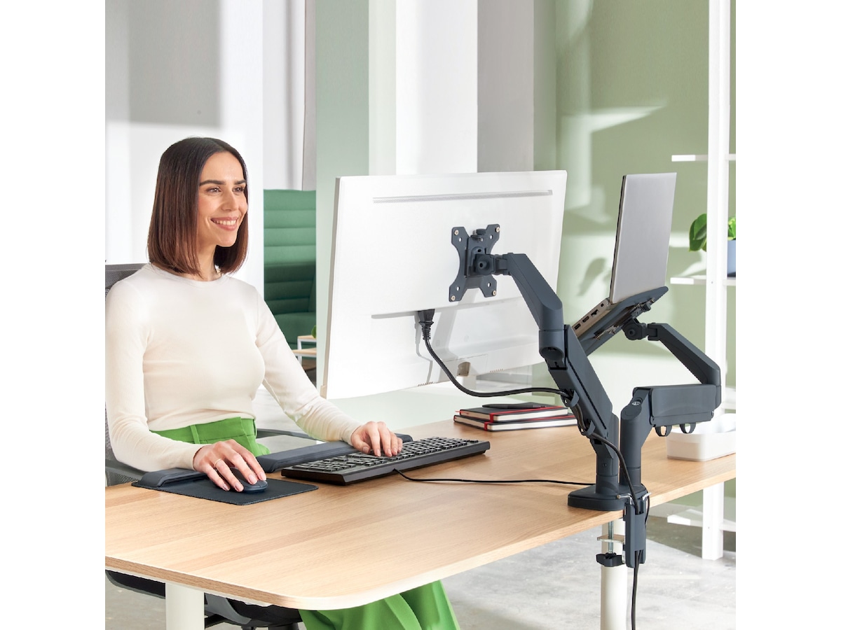 Leitz Ergo Monitorarm & Laptop-Stativ, platsbesparande Bord och väggfäste