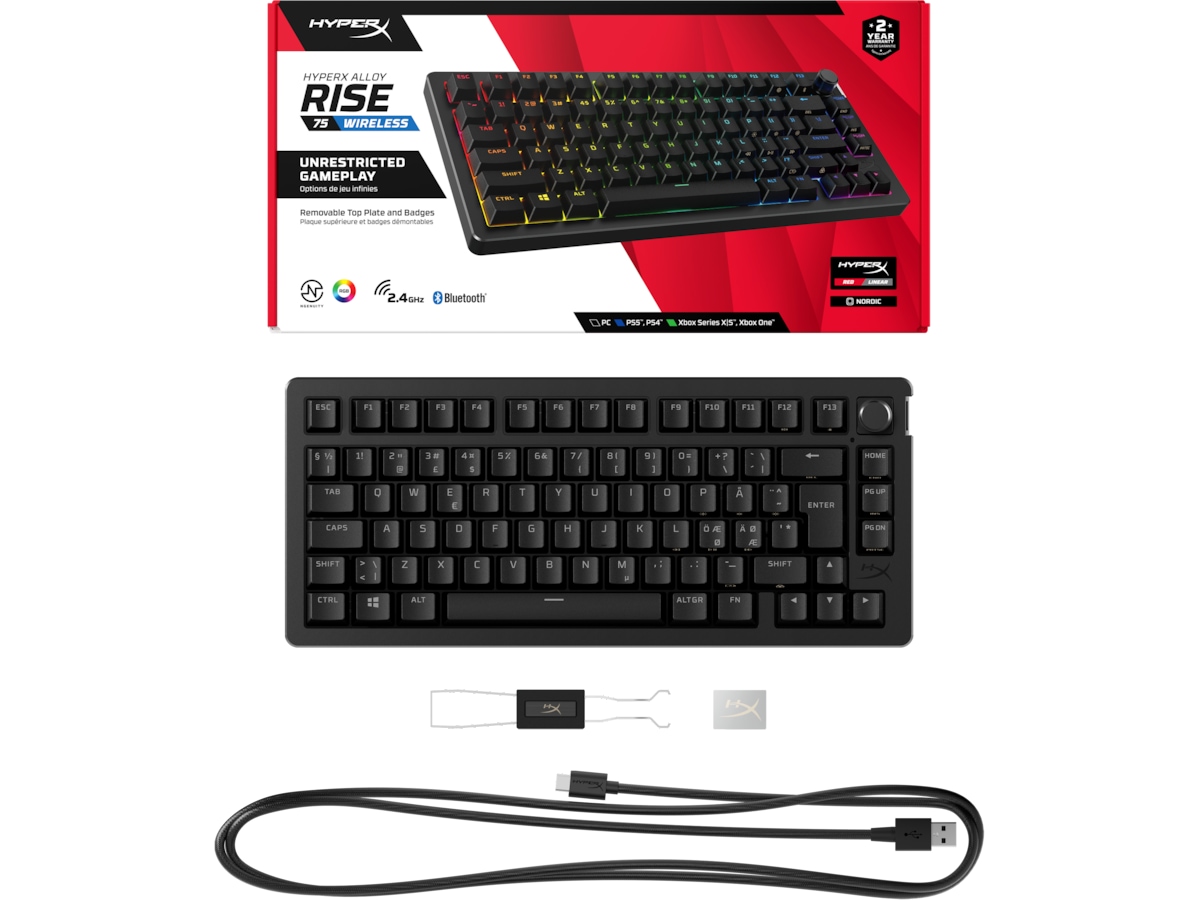HyperX Alloy Rise 75 Trådlöst Gamingtangentbord (svart) Gamingtangentbord