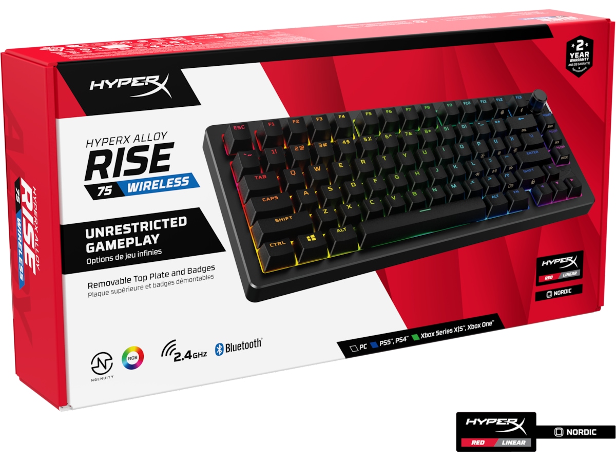 HyperX Alloy Rise 75 Trådlöst Gamingtangentbord (svart) Gamingtangentbord