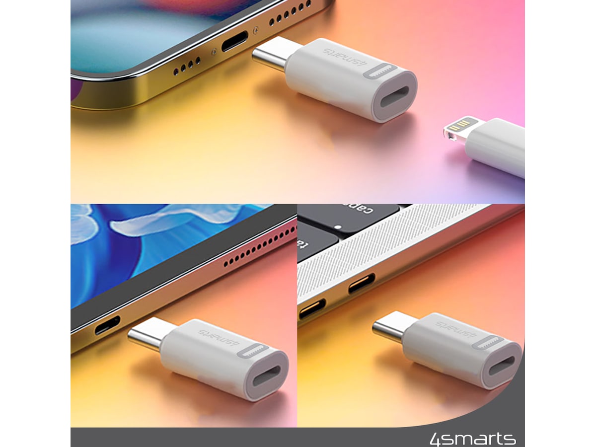 4smarts Lightning till USB-C Adapter, 2-pack (vit) Adaptrar och kablage