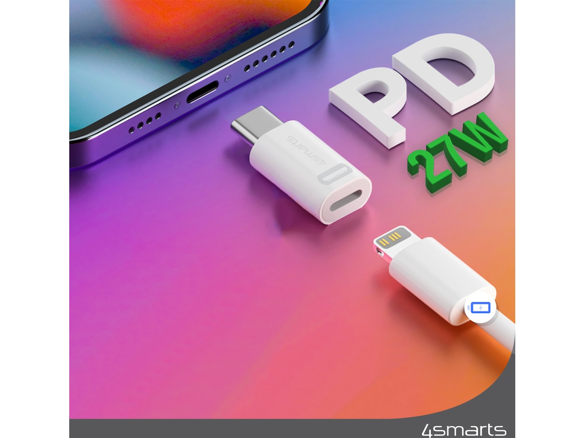 4smarts Lightning till USB-C Adapter, 2-pack (vit) Adaptrar och kablage