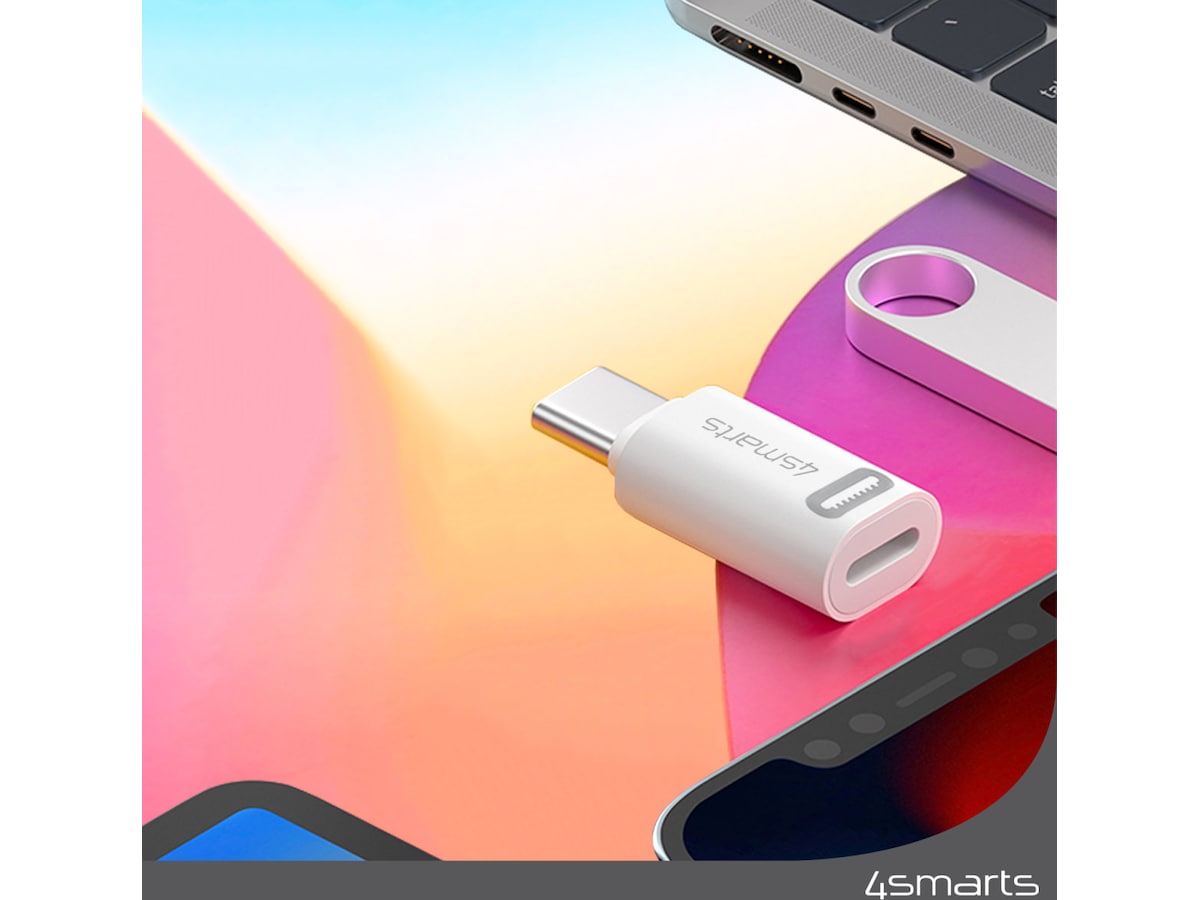 4smarts Lightning till USB-C Adapter, 2-pack (vit) Adaptrar och kablage
