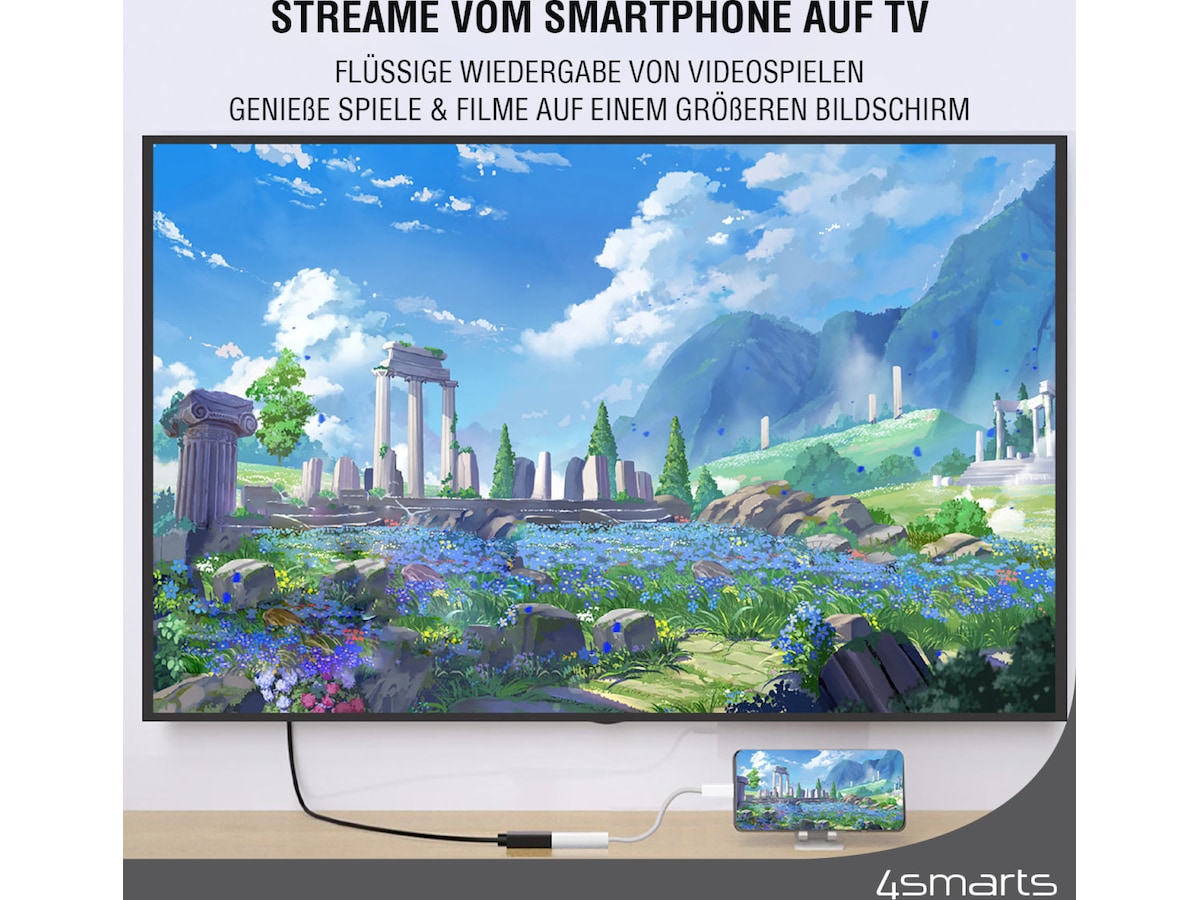 4smarts USB-C till HDMI adapter 15cm (vit) Kabel adapter och övergångar