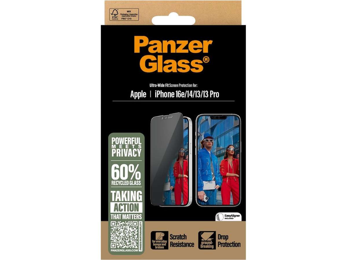 PanzerGlass iPhone 16e/14/13/13 Pro Privacy Skärmskydd Skärmskydd mobiltelefon