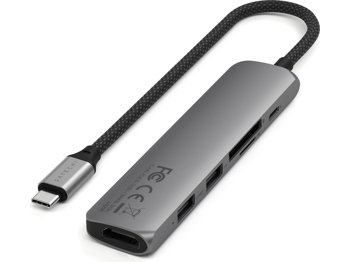 Satechi 6-i-1 Slim Multiport docking (rymdgrå) Dockningsstation och USB-hub