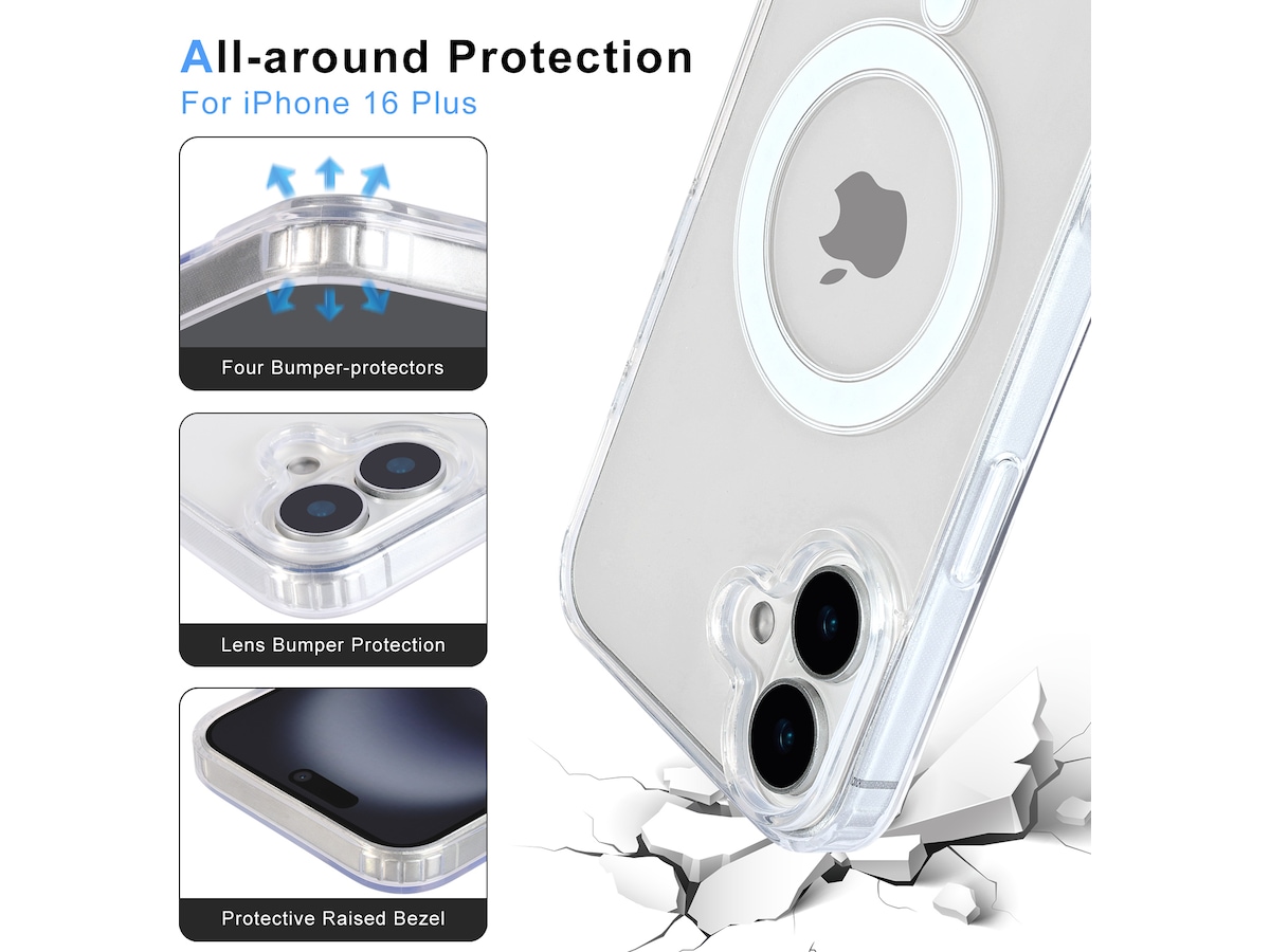 iiglo iPhone 16 Plus Magnetic Clear Case (transparent) Mobilskal