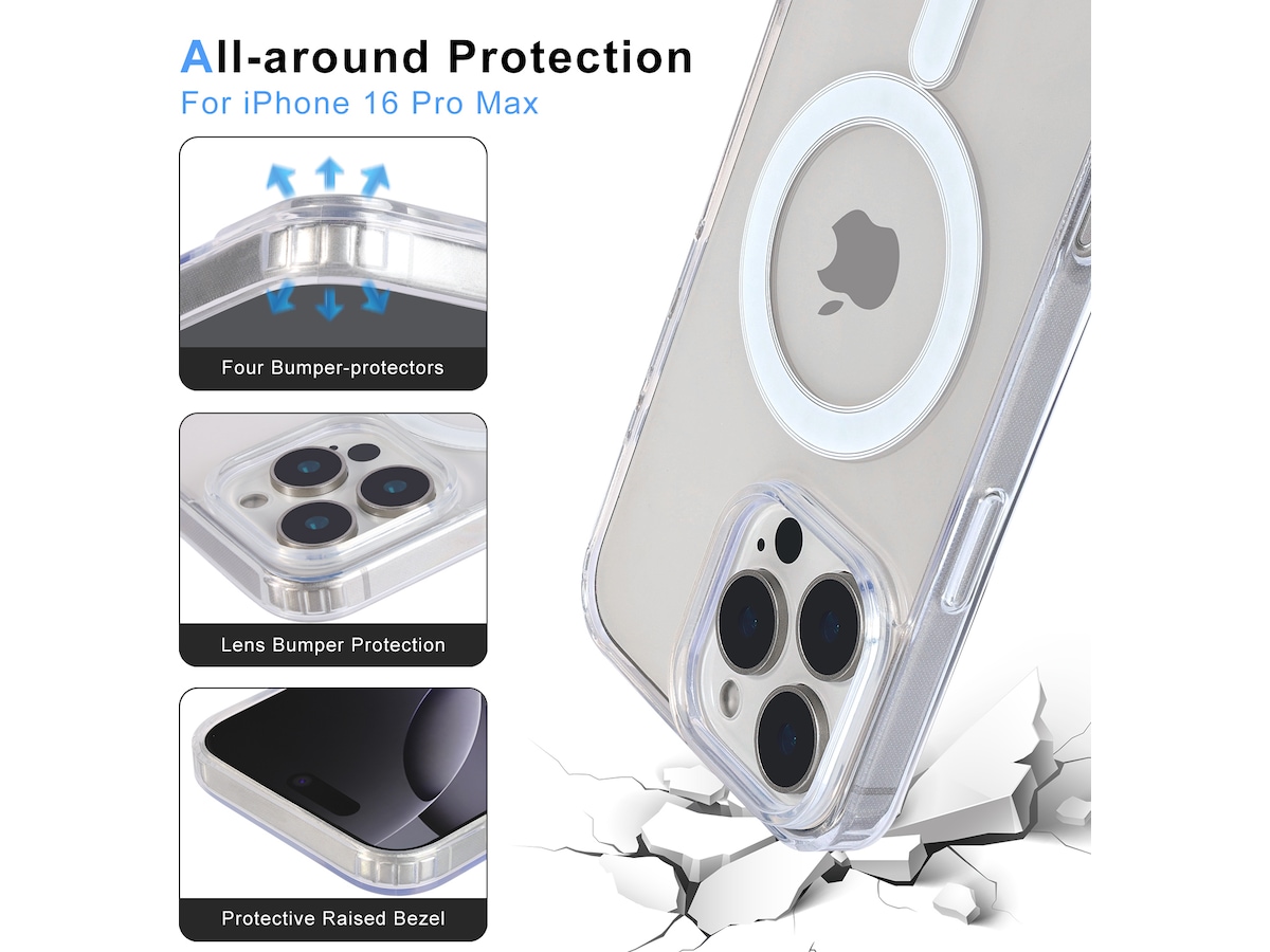 iiglo iPhone 16 Pro Max Magnetic Clear Case (transparent) Mobilskal