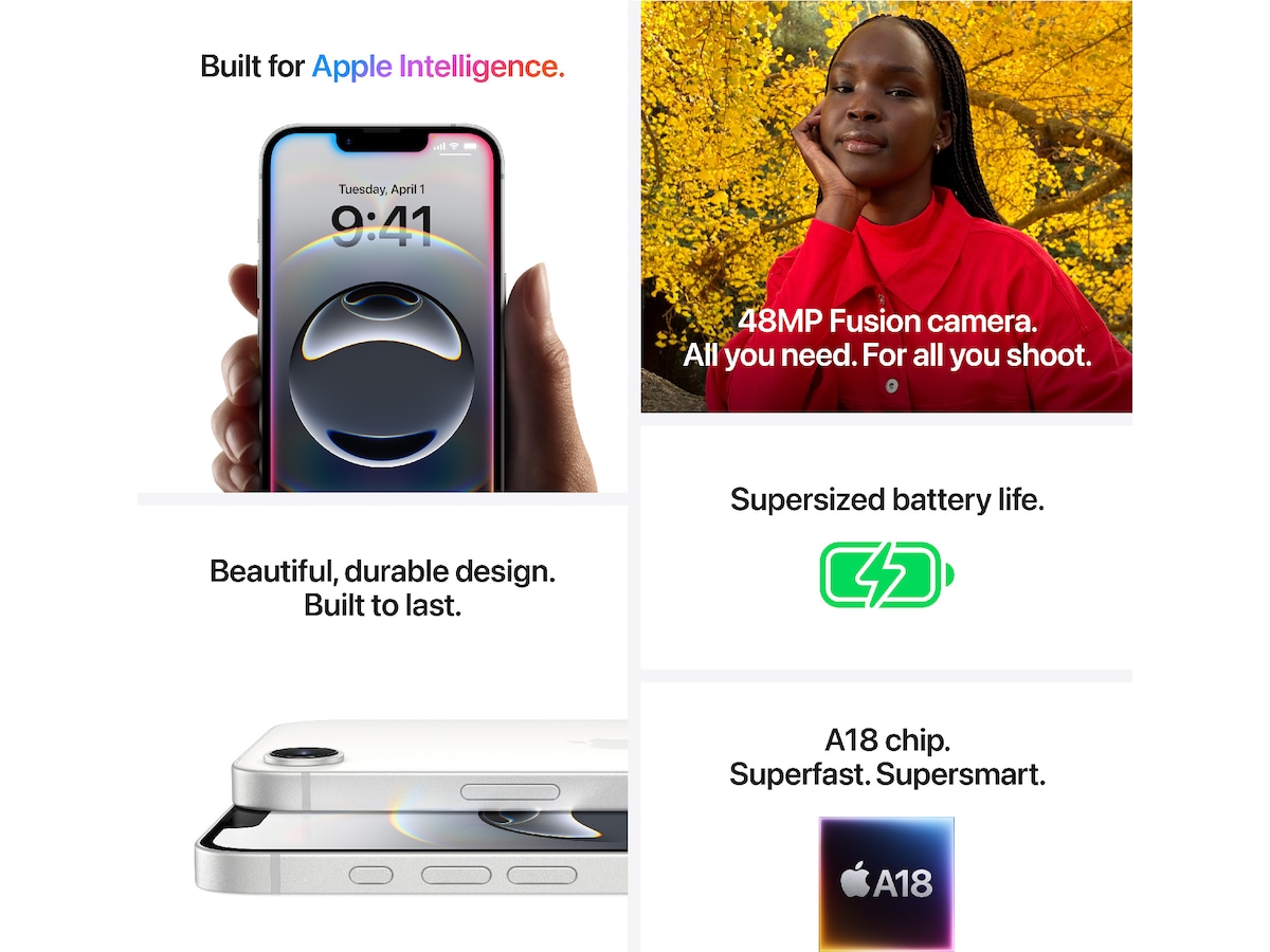 iPhone 16e 128GB (vit) Mobiltelefoner