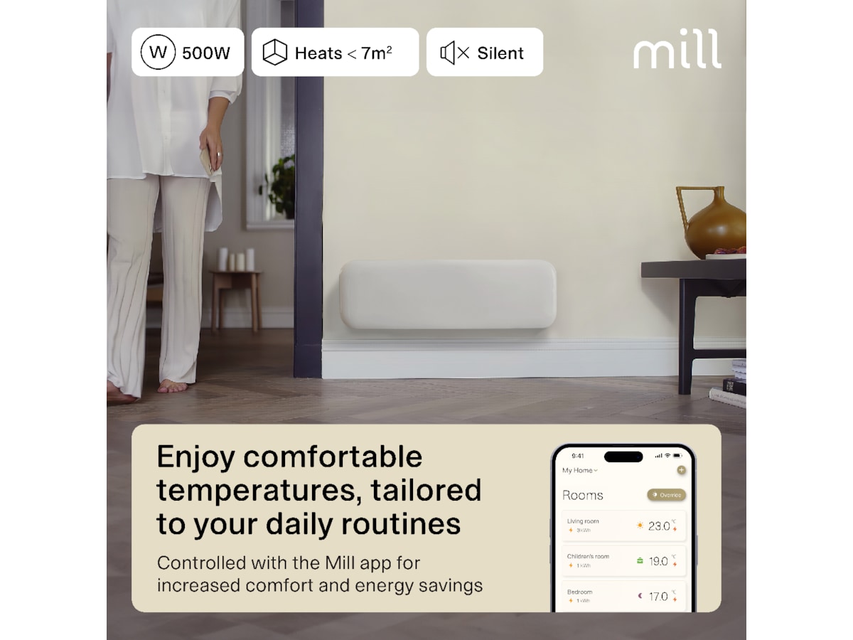 Mill Invisible Smart WiFi Gen 4 panelelement 500W Panelelement