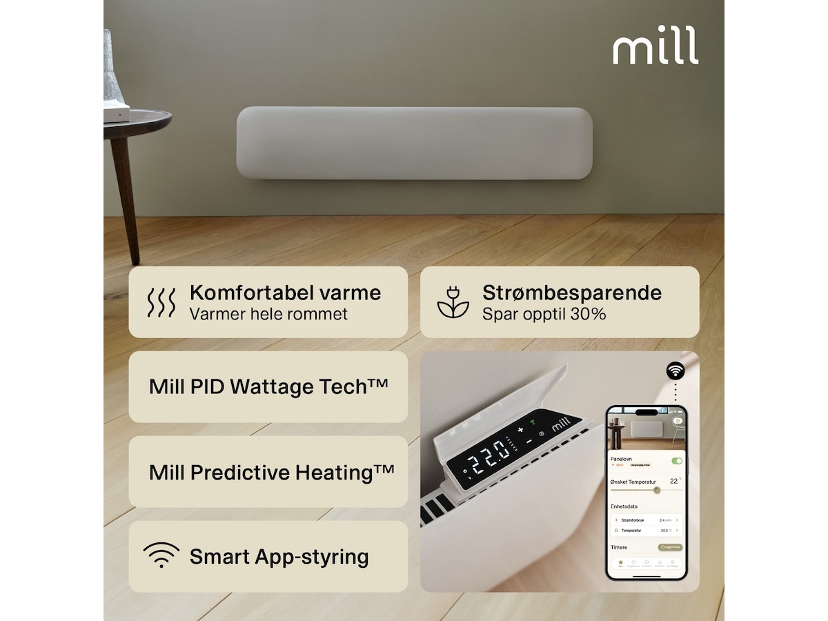 Mill Invisible Smart WiFi Gen 4 panelövn 1050W Panelelement