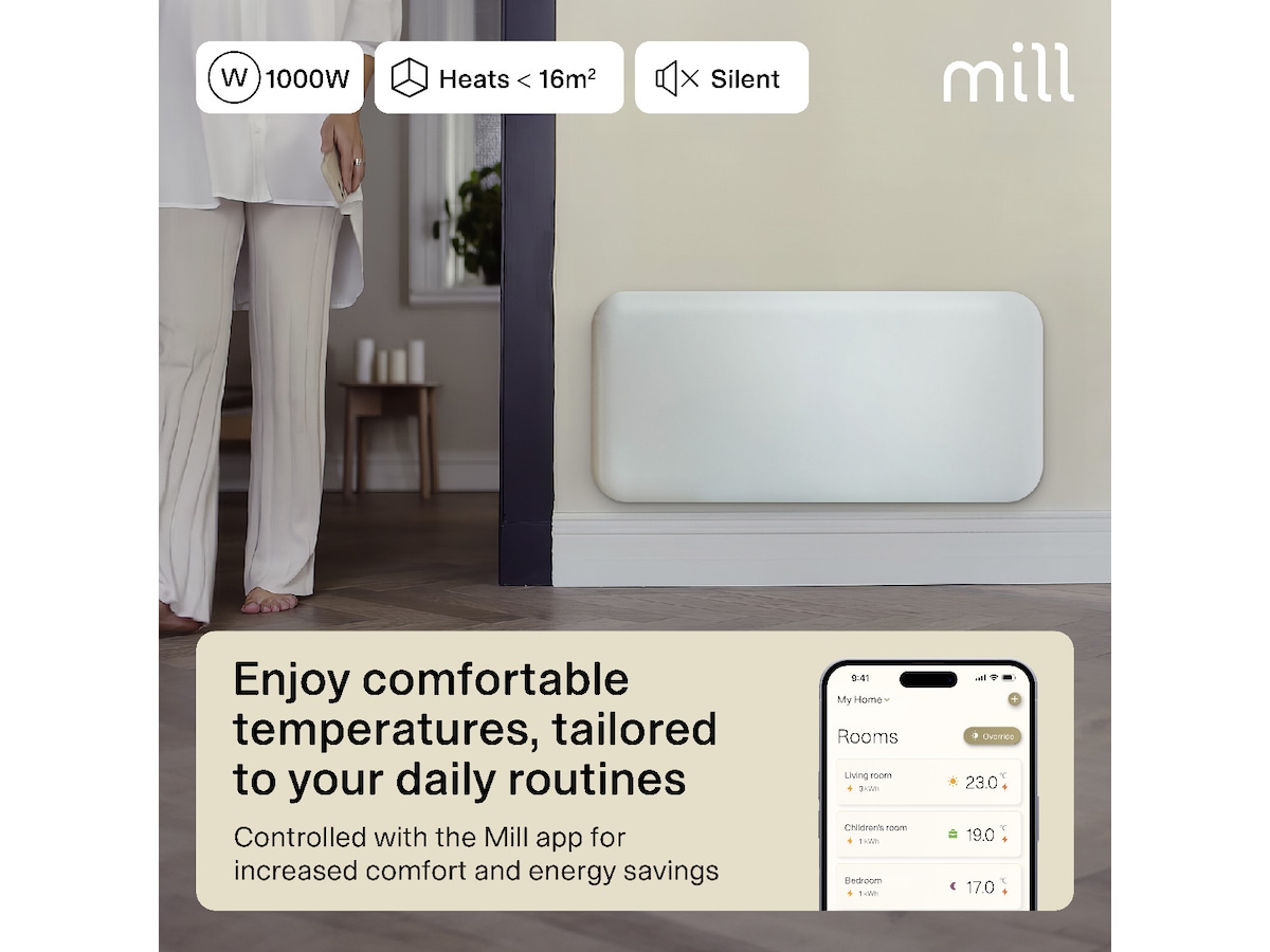 Mill Invisible Smart WiFi Gen 4 panelugn 1000W Panelelement
