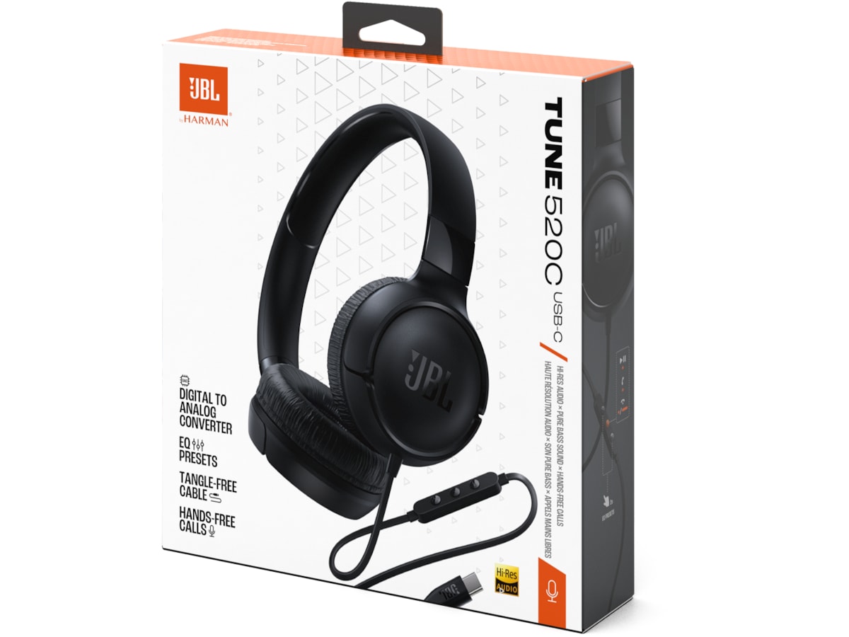 JBL Tune 520C USB-C Headset, on-ear (svart) Hörlurar